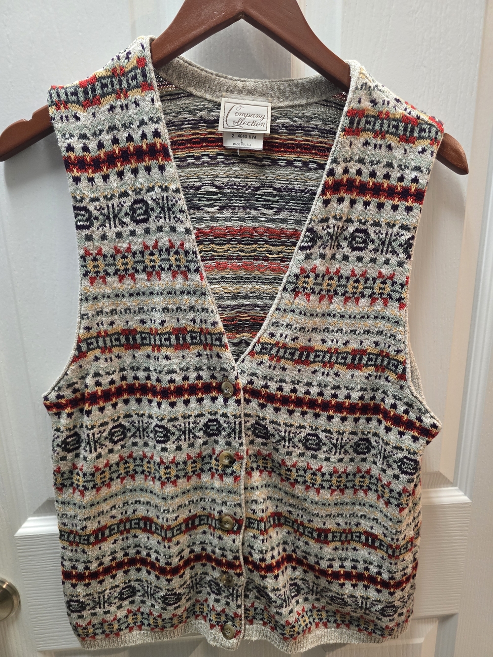 Company Collection Cream Multicolor Fair Isle Button-Front Knit Vest
